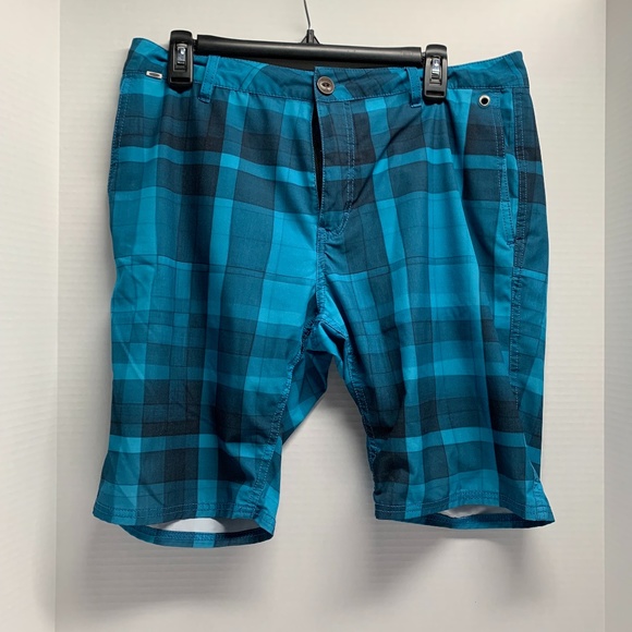 Reef Mens Size M 33 Swim Trunks Board Shorts Lifes short Go Surfing blue Plaid - Picture 1 of 5